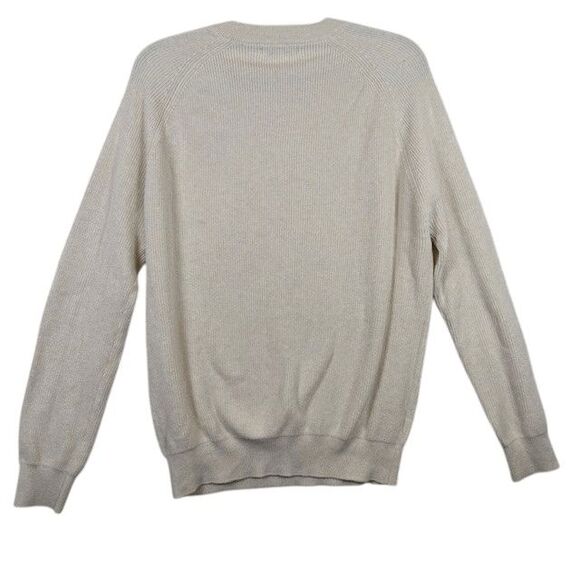 ZARA Men's Rib Knit Raglan Sweater Cream Crew Neck Size Medium - Picture 3 of 9
